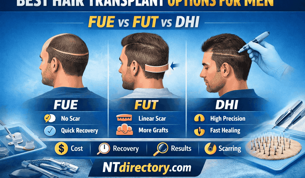 Best Hair Transplant Options for Men - FUE vs FUT vs DHI